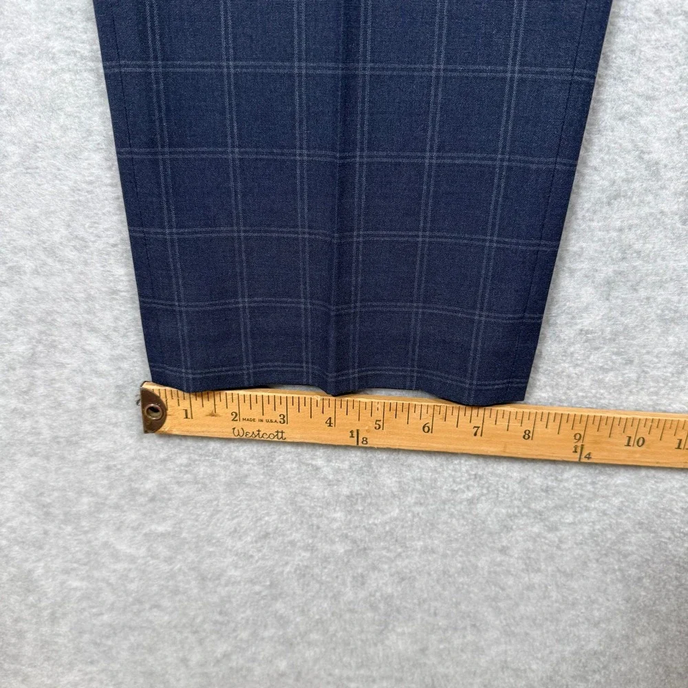 Lauren Ralph Lauren Mens Navy Blue Windowpane Plaid Dress Pants 36x29 Fits 36x27